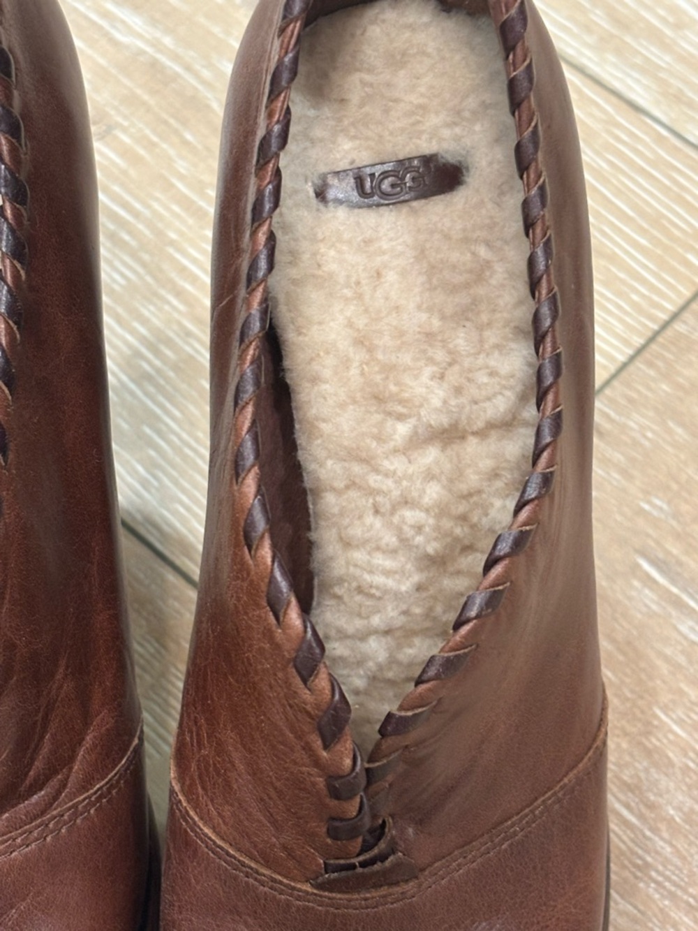 UGG Australia Jamison Brown Leather Whipstitch Platform Booties - Picture 4 of 14